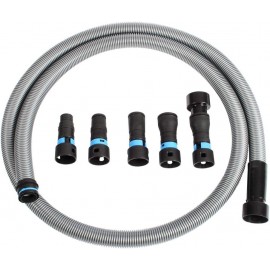 Cen-Tec Systems 94698 Quick Click 10 Ft. Hose for Home and Shop Vacuums with Expanded Multi- Power Tool Adapter Set for Dust Collection, Silver