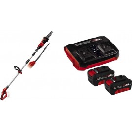 Einhell Power X-Change 18V Cordless Multifunctional Garden Tool & Power X-Change 18V, 4.0Ah Lithium-Ion Battery Twin Charger Starter Kit -- 2 x 4.0Ah Batteries and Twincharger Set