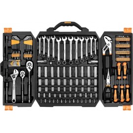 DEKO 192 Piece Socket Wrench Auto Repair Tool Combination Package Mixed Tool Set Hand Tool Kit with Plastic Toolbox Storage Case