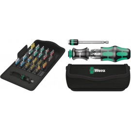 Wera Bit-Safe 61 BiTorsion 1 Comprehensive Torsion Bits and Holder Set in Pouch (for Drill/Drivers) 61 Piece, 05057441001 & Compact Tool Set Kraftform 20 with Pouch, SL/PH/PZ, 7 Pieces