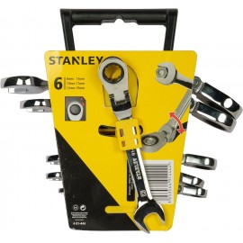 Stanley 4-91-444 Combination Spanner with Ratchet Swivelling, Silver, Set of 6 Piece