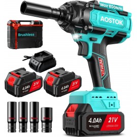 Cordless Impact Wrench - 2 * 4Ah Battery 850Nm Torque Very Powerful, Professional Tool Suitable for Various scenarios Power Through Any Task with Ease