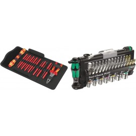 Wera 05136027001 Kraftform Kompakt VDE 17 Extra Slim 1 Screwdriver Set, Colour, Size & Tool-Check Plus Mini Bit Ratchet, Socket, Screwdriver & Bit Set, 39pc, 05056490001