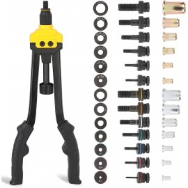 HURRICANE 16” Rivet Nut Tool, Hand Rivet Nut Tool with 13 Metric and SAE Mandrels, 130Pcs Threaded Rivet Nuts, Auto Release Nutsert Rivnut Tool, Durable Riveter Nutsert Hand Tool, Sturdy Plastic Case