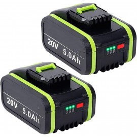 BaYte Lithium Battery 20V 5000mAh Rechargeable Battery Power Tools Battery 2 Pcs