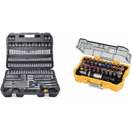 DEWALT Mechanics Tool Set, SAE and Metric, 1/2, 1/4, 3/8 Drive Sizes, 192-Piece (DWMT75049) & DT7969-QZ, 32 Piece XR Professional Magnetic Screwdriver Bit Accessory Set, Yellow