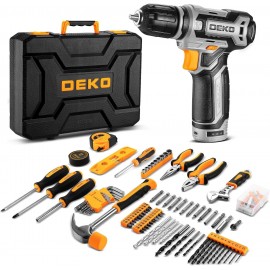 Power Drill Tool Set Kit: DEKO Cordless Drill Tool Box with 12V Battery Electric Drill Driver for Home Hand Repair Power Tools Sets Drills Case