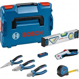 Bosch Professional 13 Pieces Handtools Kit (incl. 2X Pliers, 1x Cutter, 1x Tape Measure, 1x 25cm Level, 1x Knife, 10 x Spare Blades, in L-BOXX)