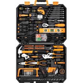 DEKO 228 Piece Socket Wrench Auto Repair Tool Combination Package Mixed Tool Set Hand Tool Kit with Plastic Toolbox Storage Case