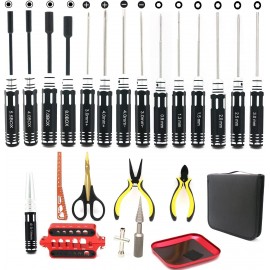 RC Tool Kit 23 in 1 Screwdriver Set Pliers - RC Hex Driver Set RC Tools - Hex Nut Driver Set Wrench Key Driver Tool for Quadcopter RC Car Multi-Axis FPV Racing Drone Traxxas Helicopter (23)