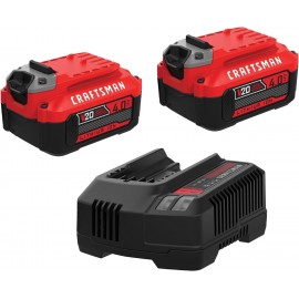 CRAFTSMAN 20-Volt Power Tool Battery 2-Pack, Lithium-ion with Charger (CMCB204-2CK)