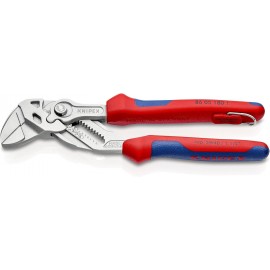 Knipex Pliers Wrench pliers and a wrench in a single tool chrome-plated, with integrated tether attachment point for a tool tether 180 mm (self-service card/blister) 86 05 180 T BK