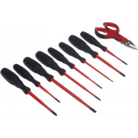 Intercable AO1714 Set of 8 Screwdrivers with F1 Scissors, Red