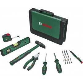 Bosch Home and Garden Universal Hand Tool Set 25-Piece (Versatile Tool Kit for General Purpose DIY Around The Home; Combination Pliers; Tape Measure; Spirit Level, 300g Hammer and More)