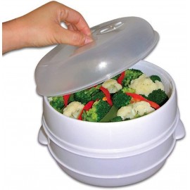 True Face 2 Tier Microwave steamer Steam Cooker Pot Vegetable Pasta Ri