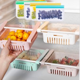 4PCS Fridge Retractable Drawers Storage Organisers, Space Saving Baske