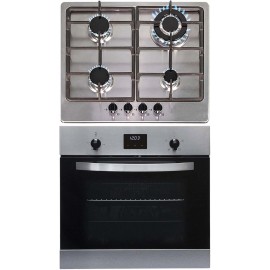 SIA 60cm Stainless Steel Digital Single Electric Fan Oven And 4 Burner