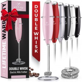 Zulay Kitchen Powerful Double Whisk Milk Frother Handheld - Foam Maker