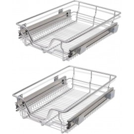 vidaXL Pull-Out Wire Baskets - 2pcs Silver, 400mm for Kitchen, Polishe