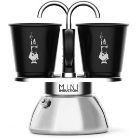 Bialetti Mini Express Induction Coffee Maker, Aluminium, Black, 2 Cups