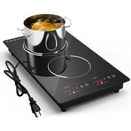 Double Induction Cooktop, 2 Burners Induction Cooktop 110v, 12 inch Po