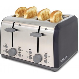 West Bend 4 Slice Toaster with Extra Wide Slots, Bagel Settings, Ultim