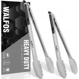 Walfos Locking Kitchen Tongs - 30cm and 43cm Heavy Duty BBQ Tongs, Sta