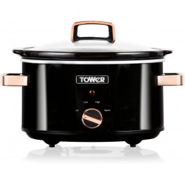 Tower T16018RG 3.5 Litre Stainless Steel Slow Cooker with 3 Heat Setti