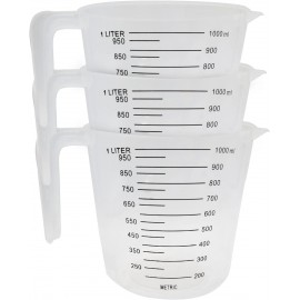 3pk Plastic Measuring Jugs 1 Litre | Plastic Measuring Jug for Kitchen