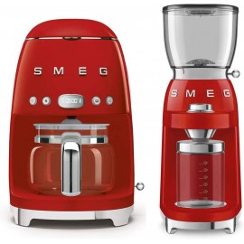 Smeg DCF02RDUS 50's Retro Style Drip Filter Coffee Maker Bundle CGF01R