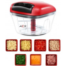 AEX Manual Food Processors Multi-Function Chopper Garlic Press Pull Ve