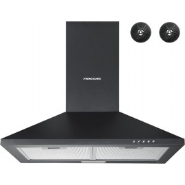 FIREGAS Black Chimney Cooker Hood 60cm with Carbon Filters Stainless S