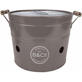 BBQ Barbecue Outdoor Eating - Grey 33cm Portable Charcoal Bucket with