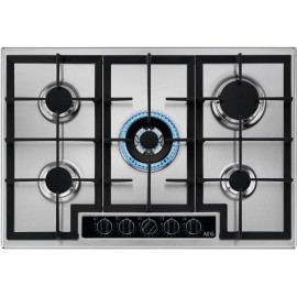 AEG 75cm 5 Burner Gas Hob with Wok Burner - Stainless Steel