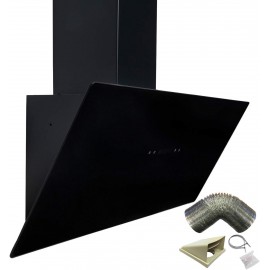 SIA TAG90BL 90cm Black Angled Touch Control Cooker Hood Extractor & 3m