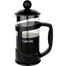 Café Olé 3 Cup Everyday Black Plastic Cafetiere, Rust Resistant Stainl