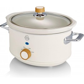 Swan SF17021WHTN Nordic Slow Cooker with 3 Temperature Settings, Keep