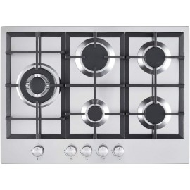 Cookology GH700SS 70cm 5 Burner Gas Hob with Cast Iron Pan Supports, W