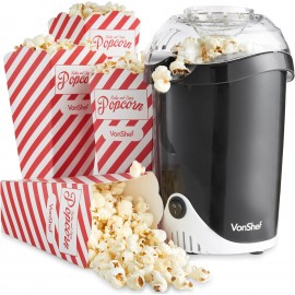 VonShef Popcorn Maker – 1200W Popcorn Machine with Hot Air Circulation