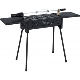 COSTWAY Charcoal Barbecue Grill, Stainless Steel BBQ Grill with Electr