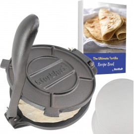 10 Inch Cast Iron Tortilla Press by StarBlue with 100 Pieces Oil Paper