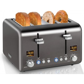 SEEDEEM 4 Slice Toaster, Stainless Steel Bread Toaster with 2 LCD Disp