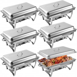 6 Pcs Chafing Dish Buffet Set, 8 Qt Stainless Steel Buffet Servers and